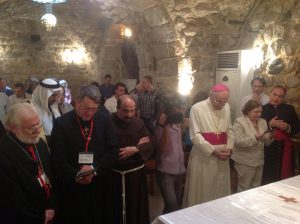 with Syrian church leaders in the home of Ananias in Damascus, praying for peace